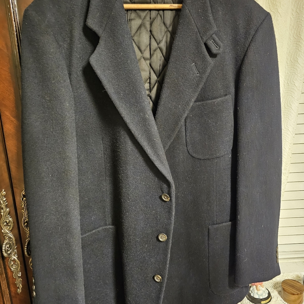 Men's Classic LL Bean Navy Wool Thinsulate Blazer Sport Jacket 46R 3 Button